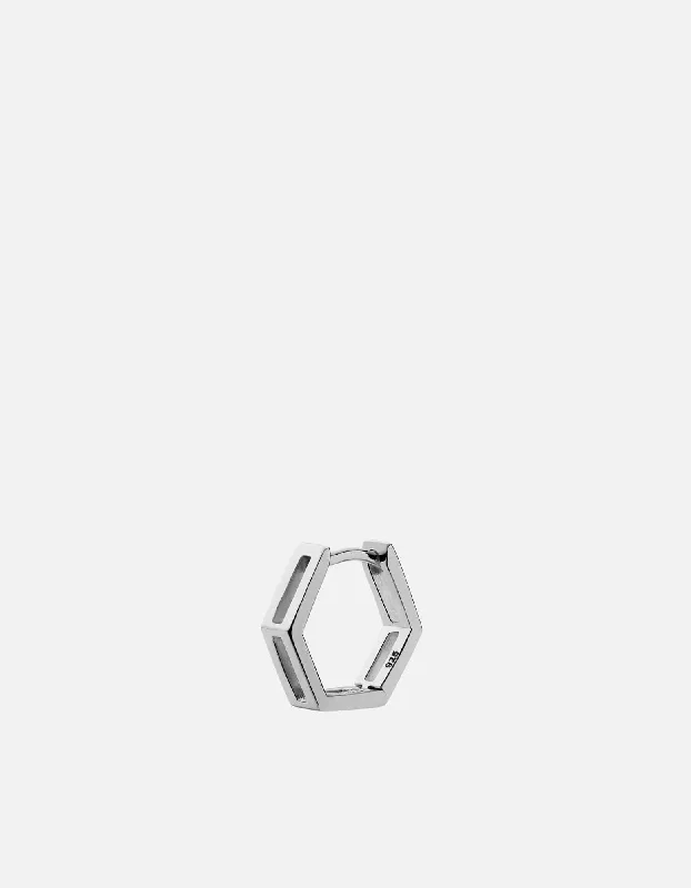 Hexa Huggie Earring, Sterling Silver