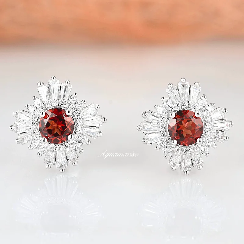 Joelle Garnet Earrings- Sterling Silver