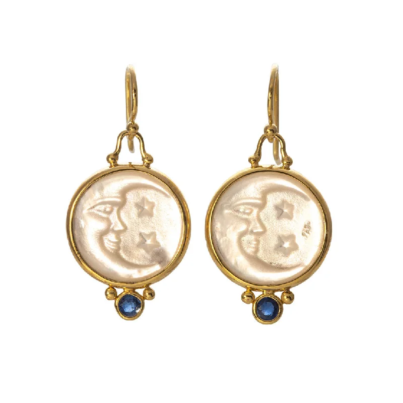 Modern Jewelry At Exclusive Discounts – Shop Today Mazza Mother of Pearl Man in the Moon 14K Gold Earrings