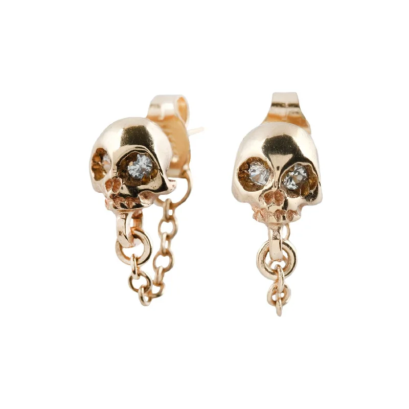 Limited-Stock Jewelry Sale – Once It's Gone, It's Gone Gold Skull + Chain Earrings