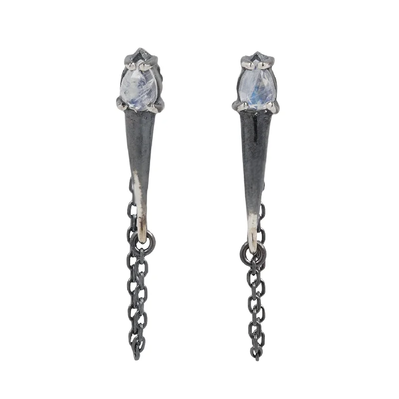 Discounted Jewelry For A Glamorous Look Silver Moonstone Torch Studs