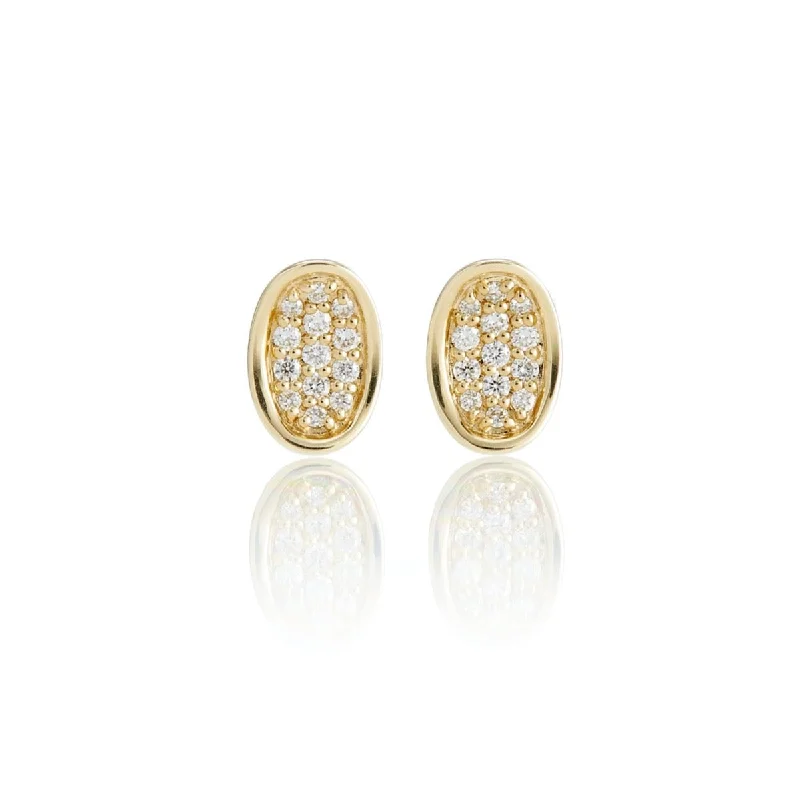 Eco-Friendly Sustainable Jewelry For Conscious Buyers Pavé Diamond Concave Oval Earrings Eco-Friendly Sustainable Jewelry For Conscious Buyers Pavé Diamond Concave Oval Earrings