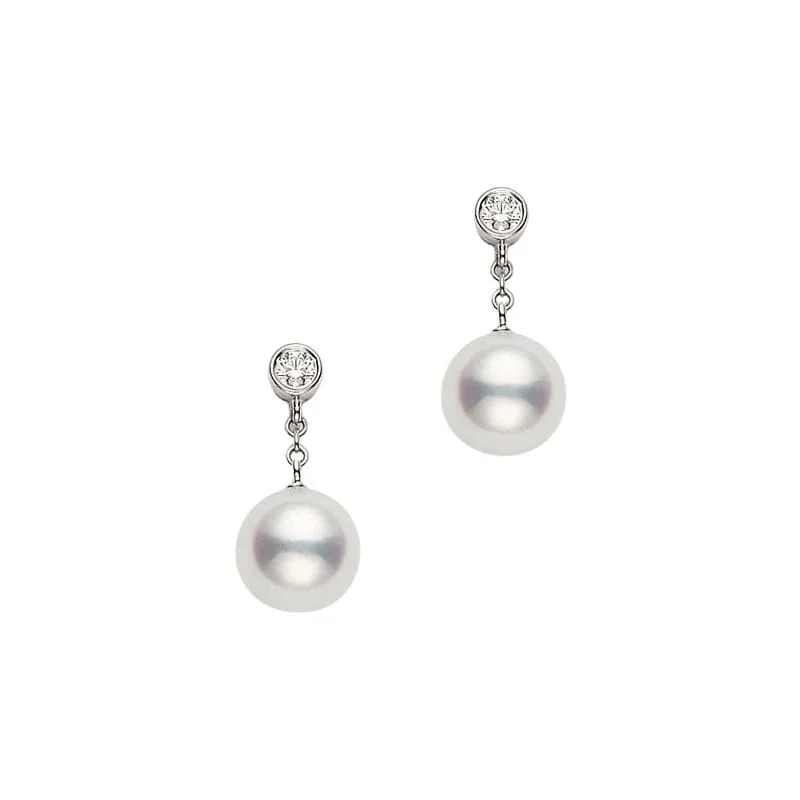 Waterproof Stainless Steel Jewelry For Lasting Beauty Akoya Pearl and Diamond Classic Drop Earrings Waterproof Stainless Steel Jewelry For Lasting Beauty Akoya Pearl and Diamond Classic Drop Earrings