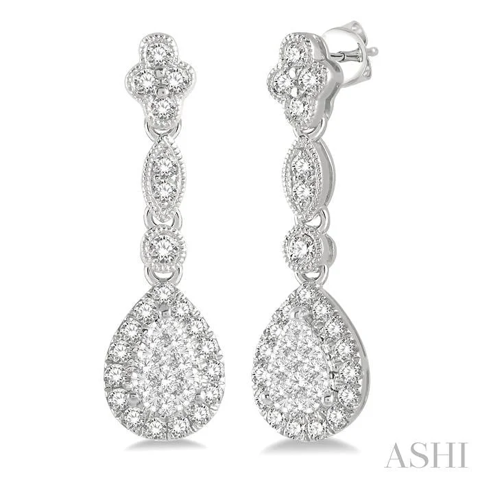 Huge Savings On Timeless Jewelry Collections PEAR SHAPE HALO LOVEBRIGHT DIAMOND EARRINGS Huge Savings On Timeless Jewelry Collections PEAR SHAPE HALO LOVEBRIGHT DIAMOND EARRINGS