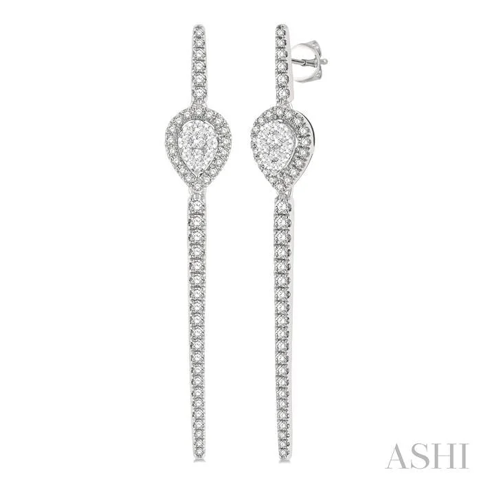 Grab Your Favorite Jewelry At The Lowest Prices PEAR SHAPE HALO LOVEBRIGHT DIAMOND LONG EARRINGS Grab Your Favorite Jewelry At The Lowest Prices PEAR SHAPE HALO LOVEBRIGHT DIAMOND LONG EARRINGS
