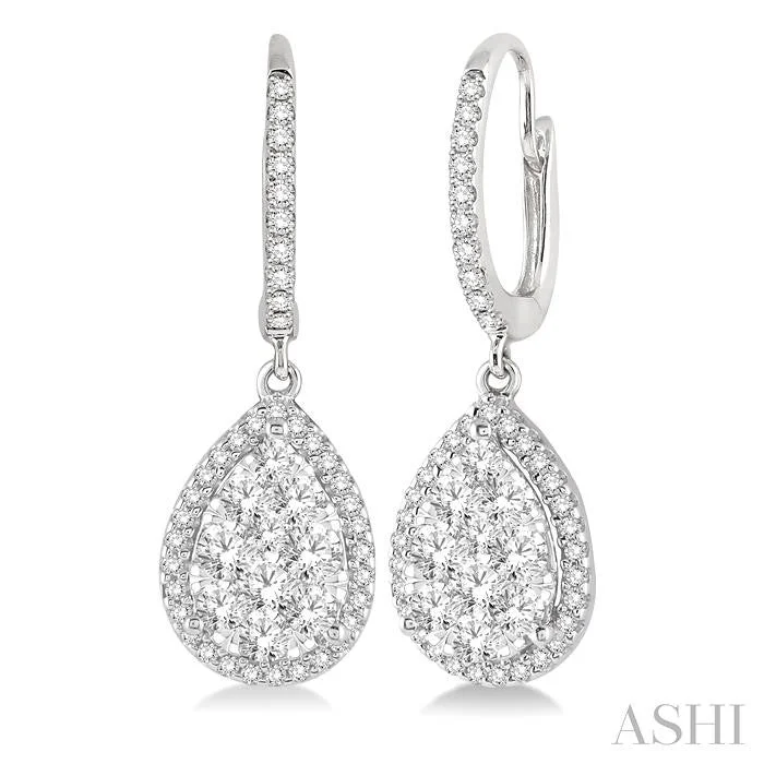 Fashion-Forward Jewelry At Incredible Prices PEAR SHAPE HALO LOVEBRIGHT ESSENTIAL DIAMOND EARRINGS