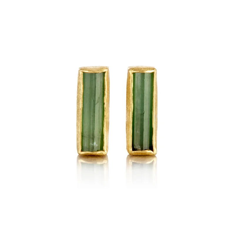 Elegant Rose Gold Jewelry For A Stylish Touch Rough Green Tourmaline Rectangular Earrings