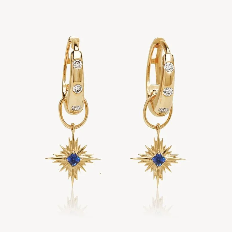 High-End Jewelry, Now More Affordable Than Ever Sapphire Starburst Charm Drop Huggies High-End Jewelry, Now More Affordable Than Ever Sapphire Starburst Charm Drop Huggies