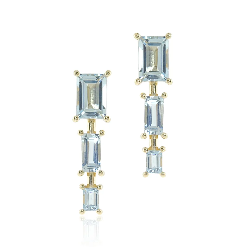 Grab Exquisite Jewelry At The Lowest Prices Aquamarine Baguette Drop Earrings