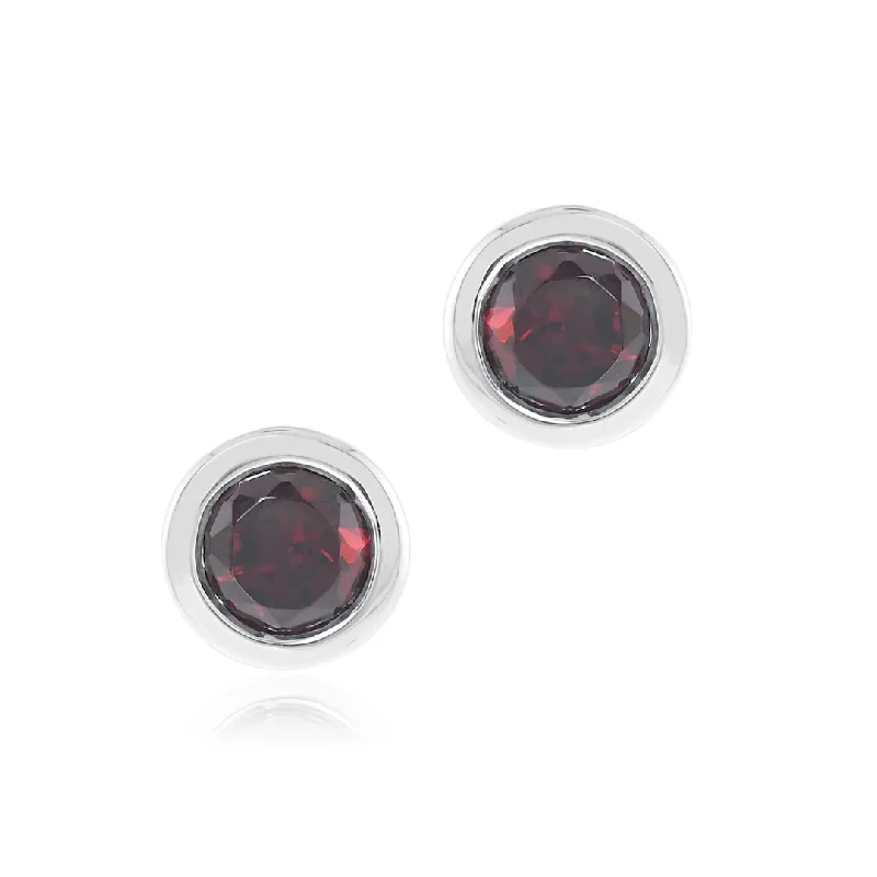 Exclusive Jewelry Sale – Limited-Time Discounts Silver Mini Dot Earrings in Garnet