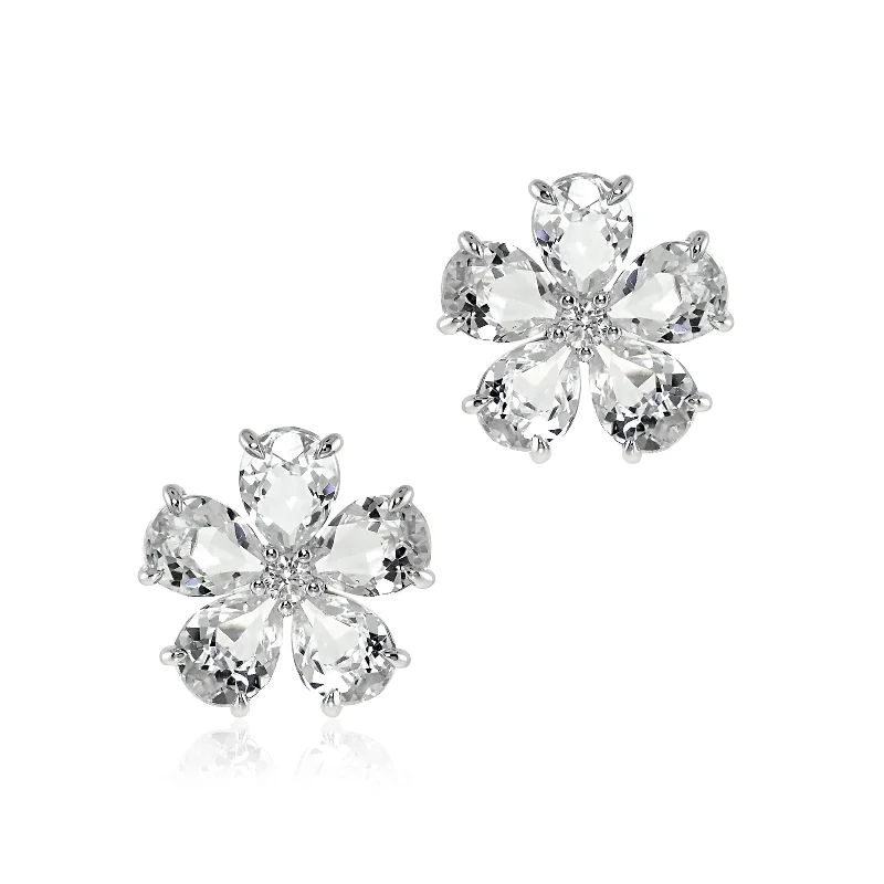 Handcrafted Beauty At Affordable Prices Forget-Me-Not Earrings in White Topaz & Diamonds Handcrafted Beauty At Affordable Prices Forget-Me-Not Earrings in White Topaz & Diamonds