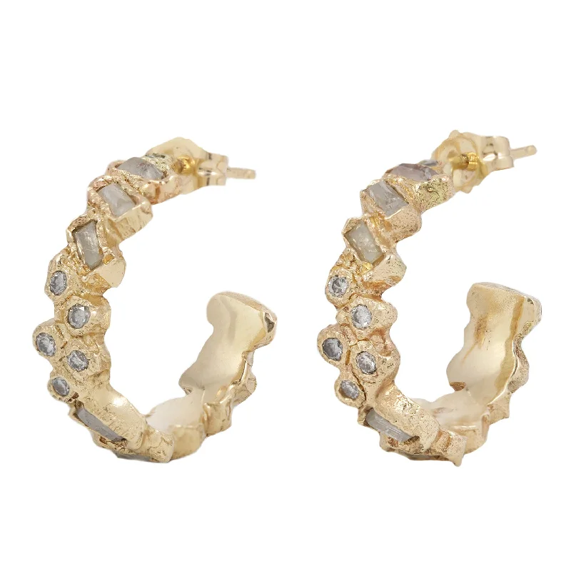 Handmade Pearl Jewelry For Timeless Elegance X Mixed Cut Diamond Scatter Hoops