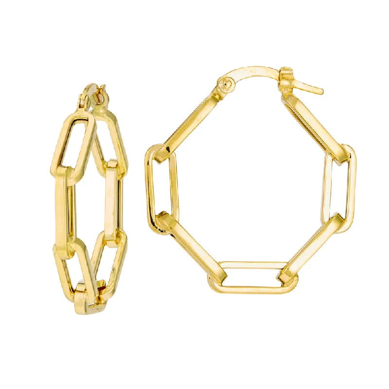 Best Jewelry Sale Prices – Limited-Time Offer 14k Gold 25mm Link Hoop Earrings