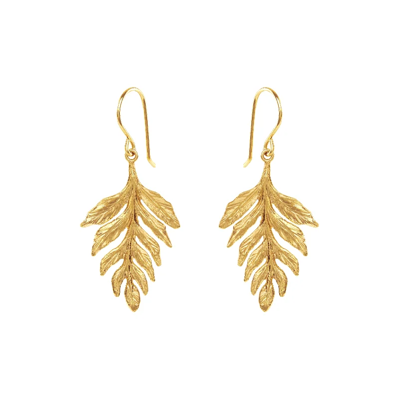Special Sale On Handcrafted Jewelry – Shop Today 18ct Solid Gold Fern Drop Earrings