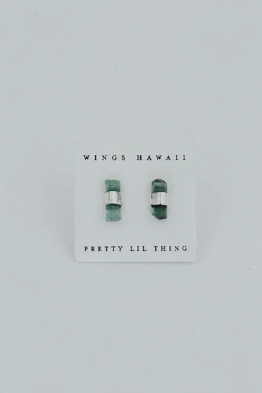 Seasonal Jewelry Clearance – Best Styles At The Lowest Prices Banded Crystal Studs - Green Tourmaline | Sterling Silver