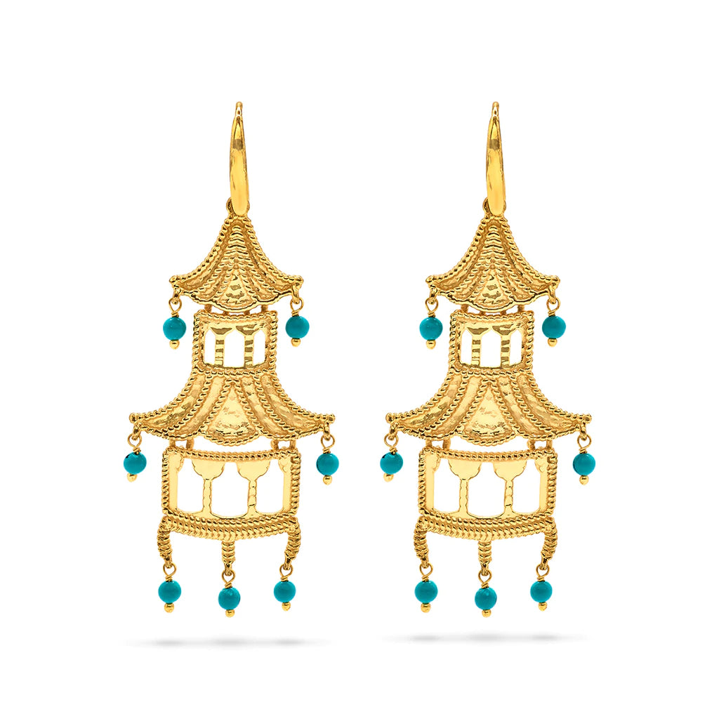 Luxury Jewelry Now At Special Promotional Rates Capucine De Wulf Grand Pagoda  Turquoise Earrings