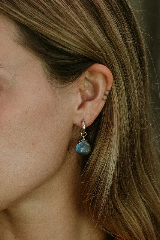 Personalized Jewelry At Special Discount Rates Clasp Hoop Earrings - Labradorite