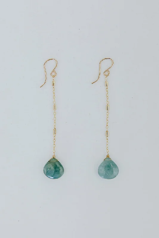 Dainty Floral Jewelry For Feminine Elegance Drop Bar Link Chain Earrings - Grandidierite Dainty Floral Jewelry For Feminine Elegance Drop Bar Link Chain Earrings - Grandidierite