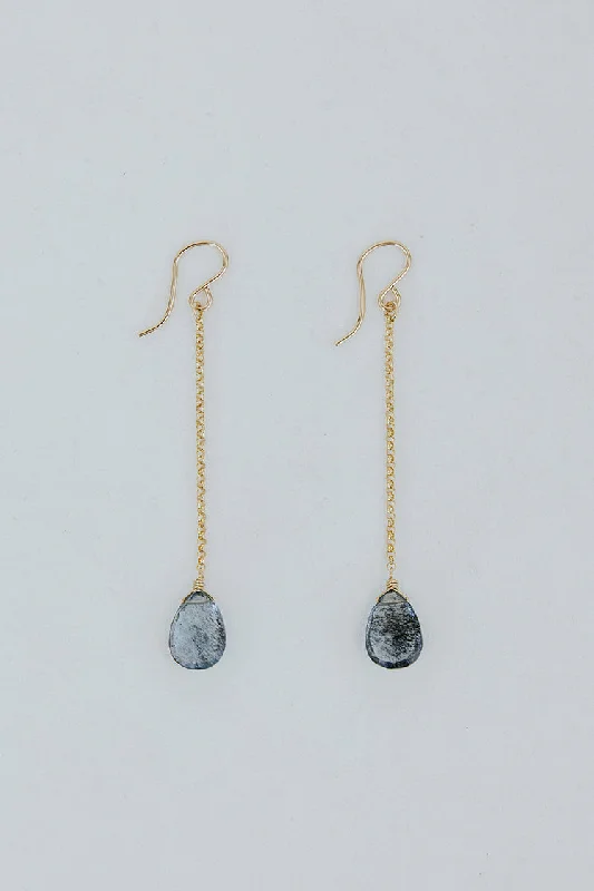 Delicate Crystal Jewelry For Sophisticated Charm Drop Chain Earrings - Copper Aquamarine Delicate Crystal Jewelry For Sophisticated Charm Drop Chain Earrings - Copper Aquamarine