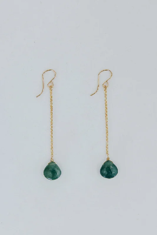 Personalized Engraved Jewelry For Meaningful Gifts Drop Chain Earrings - Grandidierite Personalized Engraved Jewelry For Meaningful Gifts Drop Chain Earrings - Grandidierite