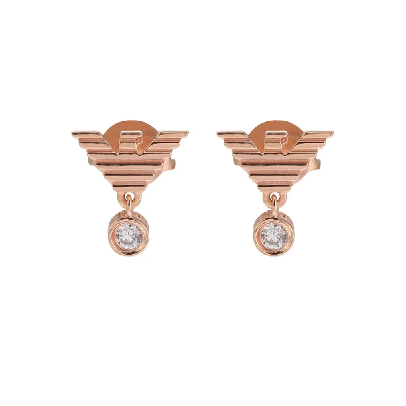 Save On Luxury Jewelry Pieces – Limited-Time Offers Emporio Armani Rose Gold-Plated Sterling Silver CZ Key Basics Stud Earrings