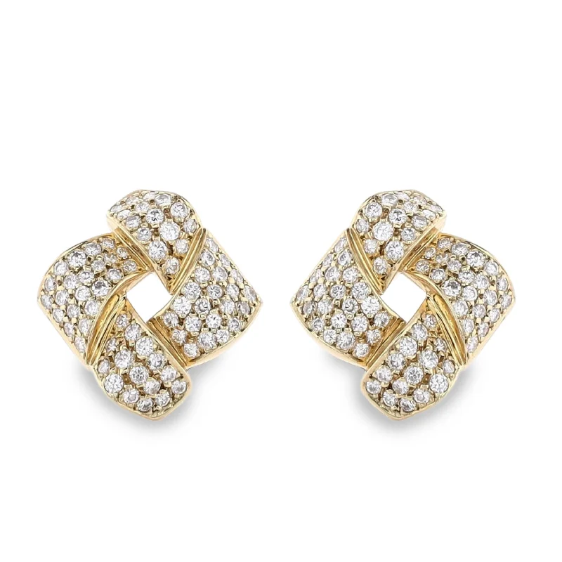 Limited-Stock Jewelry Sale – Shop Before It's Gone Estate 18k Yellow Gold Pave Diamond Knot Clip On Earrings Limited-Stock Jewelry Sale – Shop Before It's Gone Estate 18k Yellow Gold Pave Diamond Knot Clip On Earrings
