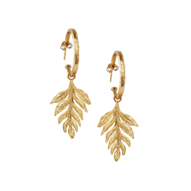 Unique Jewelry Designs Now At Discounted Rates Gold Fern Drop Hammered Hoop Earrings Unique Jewelry Designs Now At Discounted Rates Gold Fern Drop Hammered Hoop Earrings