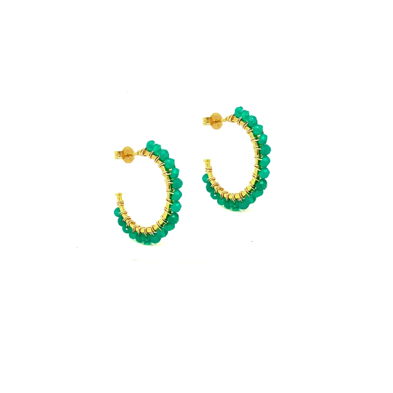 High-End Jewelry, Now More Affordable Than Ever Green Agate Hammered Hoop Earrings