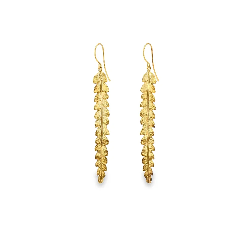 Shop Handcrafted Jewelry At Special Promotional Rates Gold Long Fern Earrings