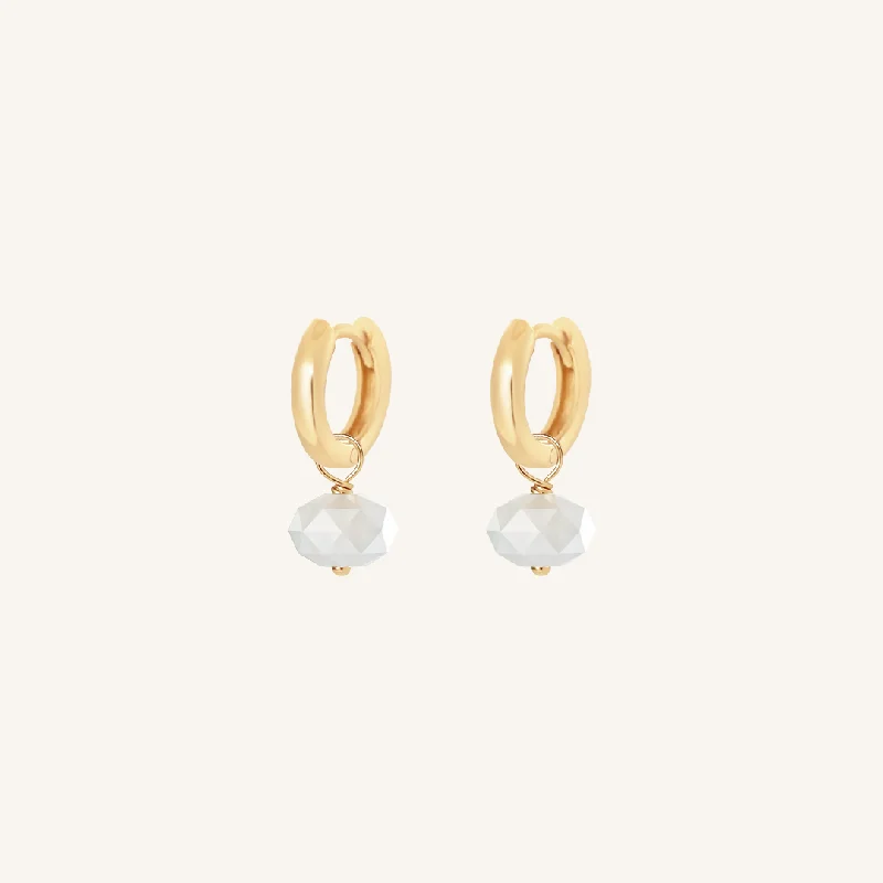 Grab Your Favorite Jewelry At The Lowest Prices Opulent White Moonstone Plain Hoops - Stone of Hope