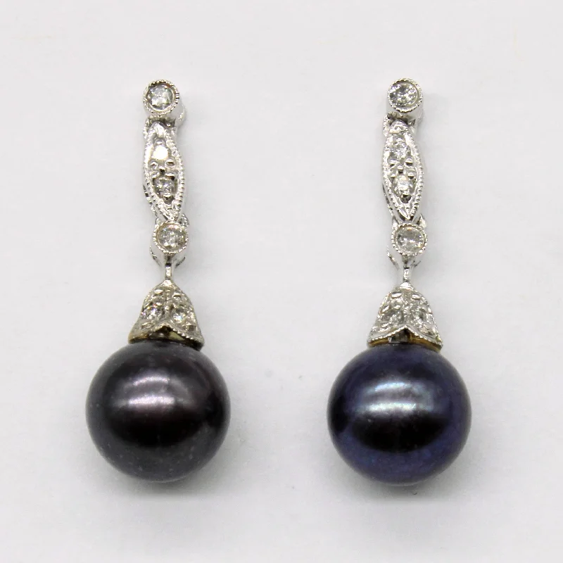 Luxury Jewelry Sale – Sparkle For Less Pearl & Diamond Drop Earrings | 0.08ctw |
