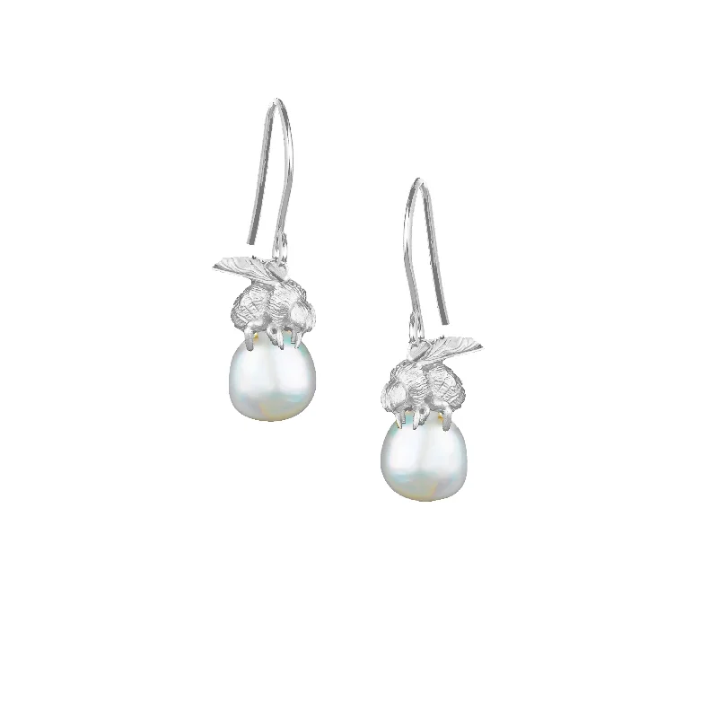 Limited-Stock Jewelry Sale – Once It's Gone, It's Gone Silver Honeybee and Moonlight Pearl Earrings Limited-Stock Jewelry Sale – Once It's Gone, It's Gone Silver Honeybee and Moonlight Pearl Earrings