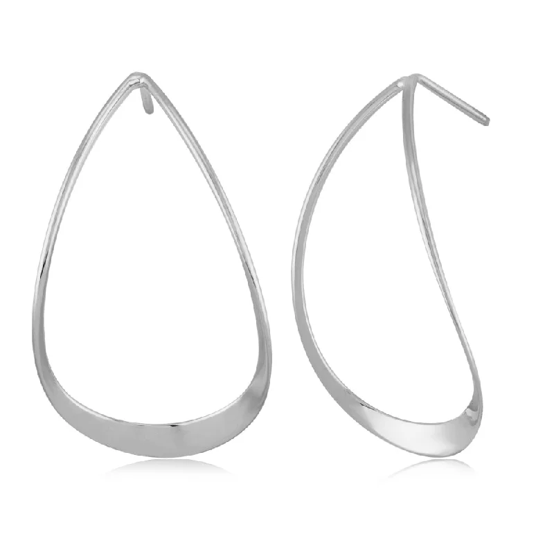 Luxury Jewelry Sale – Sparkle For Less Sterling Silver Abstract Pear Shape Earrings