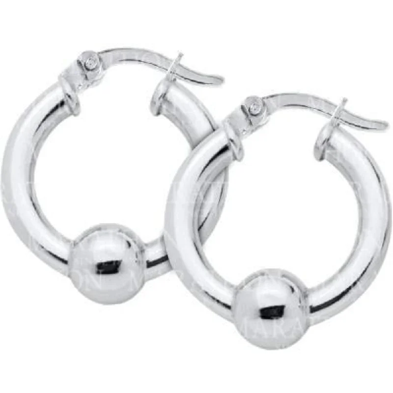 Huge Savings On Premium Jewelry Styles Sterling Silver Hoop with Bead Earrings
