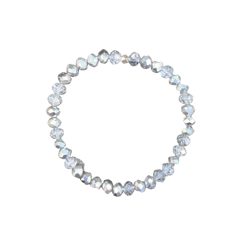 Stunning Jewelry Pieces At The Lowest Prices Ever Silver & Clear Faceted Rondelle 6mm Bracelet