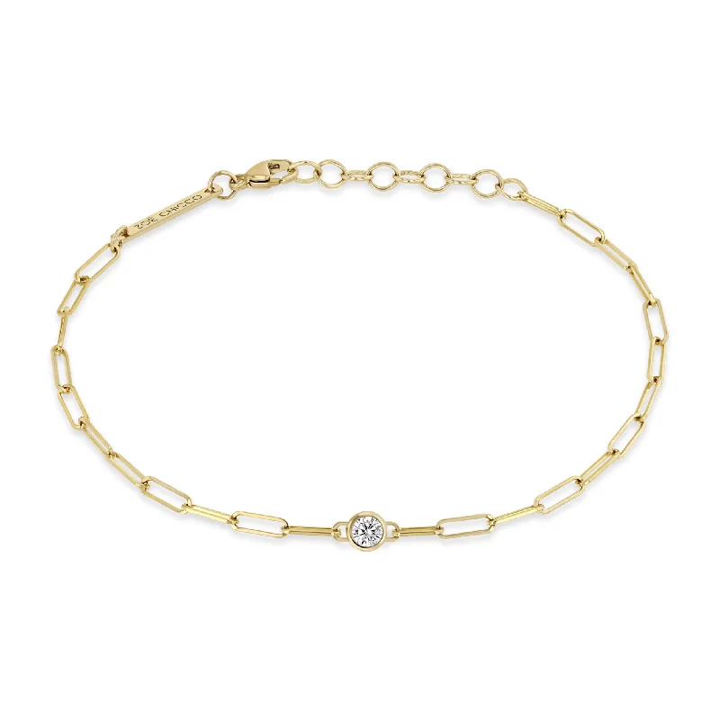 Limited-Time Offer On Premium Jewelry Collections 14k Floating Diamond Small Paperclip Chain Bracelet