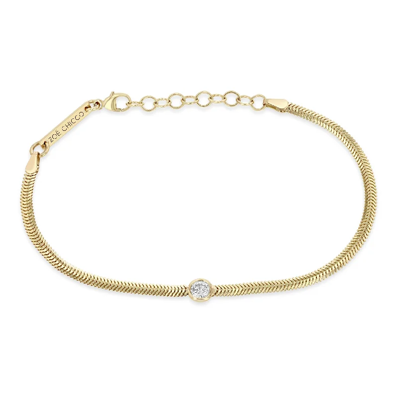 Exclusive Jewelry Bundles At Discounted Prices 14k Large Floating Diamond Small Snake Chain Bracelet