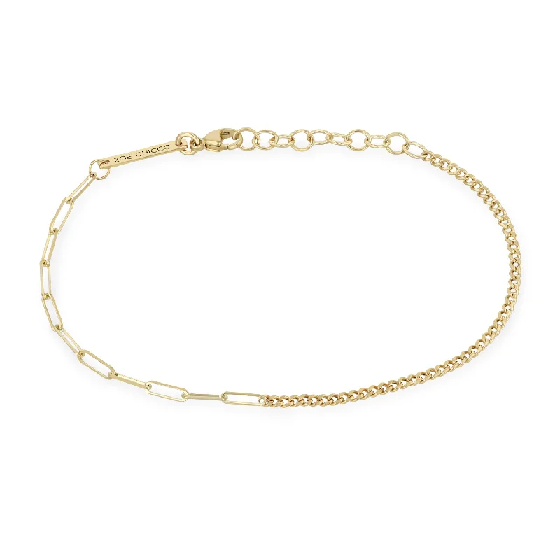 Special Offers On Handcrafted And Designer Jewelry 14k Mixed XS Curb & Small Paperclip Chain Bracelet