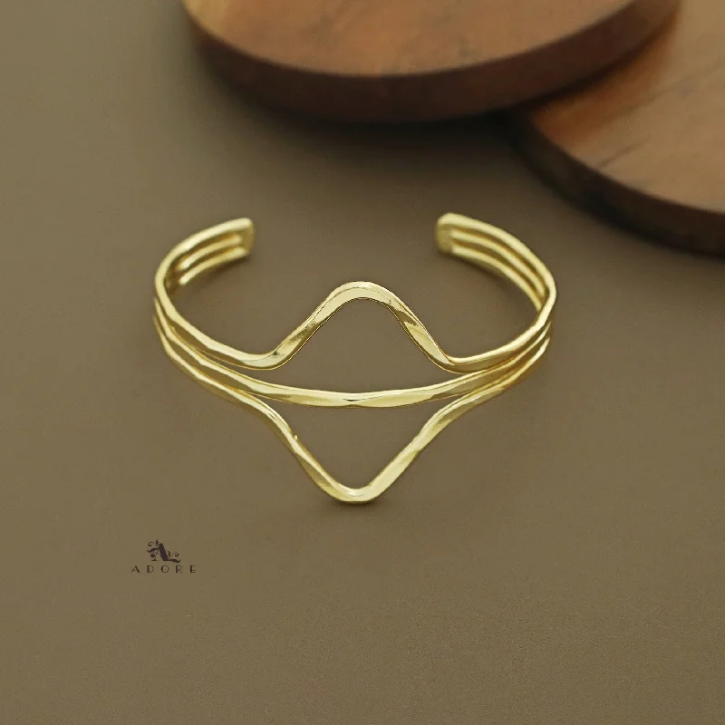 Exclusive Jewelry Offers – Shine For Less Alaba Golden Tri Layer Bangle