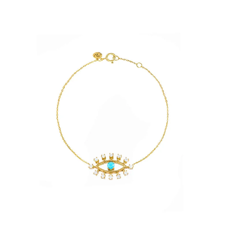 Affordable Gold-Plated Jewelry For Modern Fashion Evil Eye 18K Gold Bracelet w. Diamonds