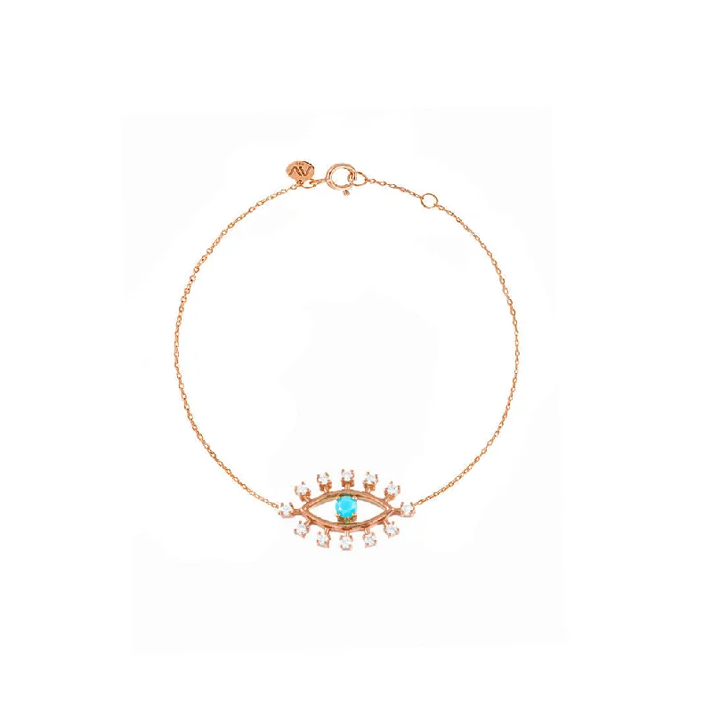 High-Quality Gemstone Jewelry For Special Occasions Evil Eye 18K Rose Gold Bracelet w. Diamonds