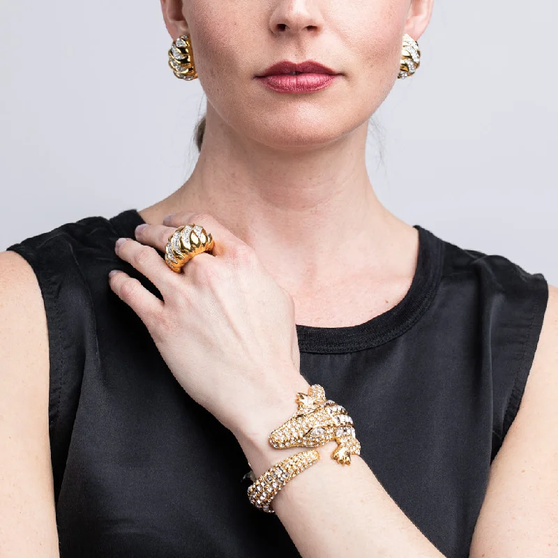 Celebrate Every Occasion With Sparkling Savings Gold and Crystal Alligator Bracelet