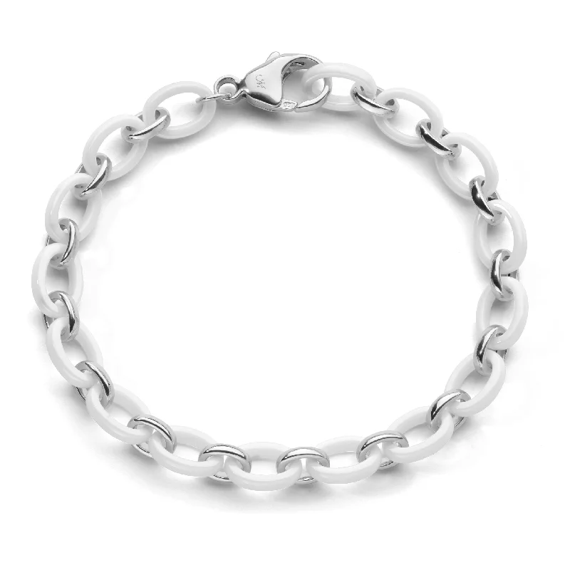 Limited-Time Offer On Elegant Jewelry Pieces "Audrey" White Ceramic Link Bracelet