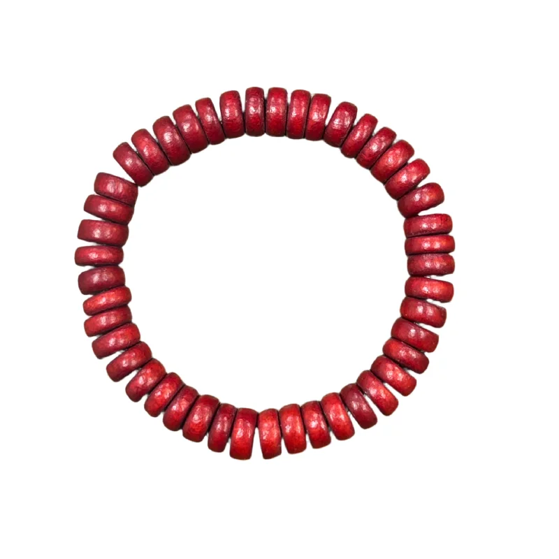 Timeless Elegance Now At Special Discounts Barn Red Wood Rondelle Bracelet
