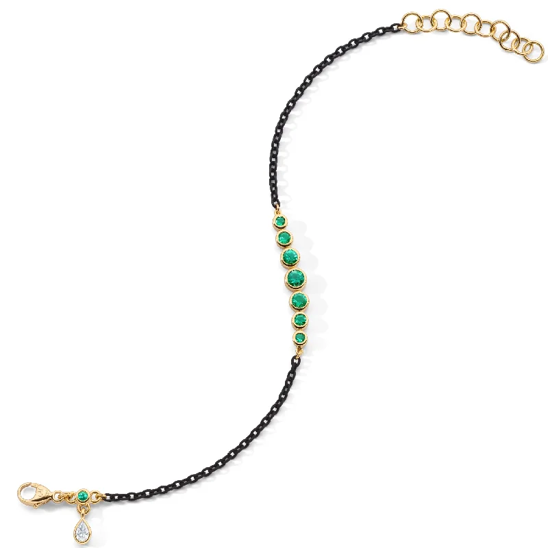 Affordable Luxury Jewelry For Every Occasion Bezel Set Round Emerald and Black Steel Tennis Bracelet
