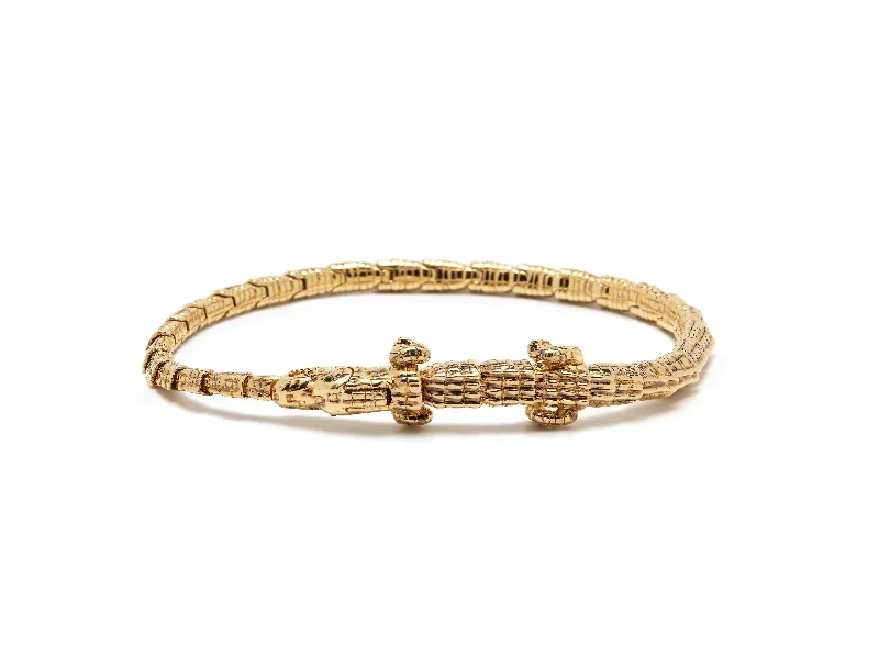 Flash Jewelry Sale – Get Stunning Pieces At Low Prices Alligator Wrap Thin 18K Gold Bracelet w. Tsavorite