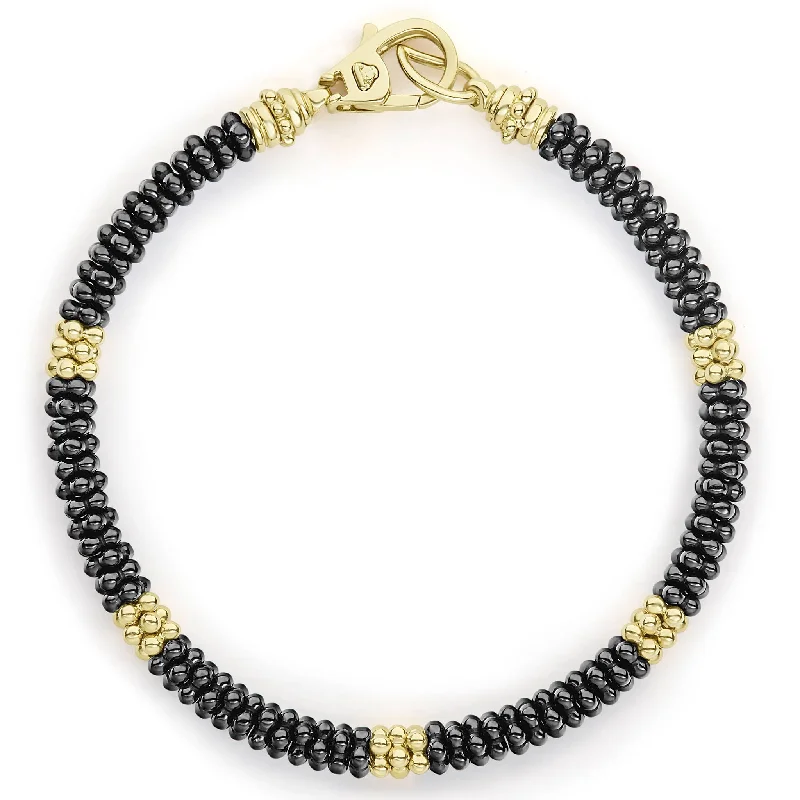 Elegant Jewelry At Unbeatable Offers – Shop Before It's Gone Black Caviar Five Small 18K Gold Station Ceramic Beaded Bracelet | 5mm Elegant Jewelry At Unbeatable Offers – Shop Before It's Gone Black Caviar Five Small 18K Gold Station Ceramic Beaded Bracelet | 5mm