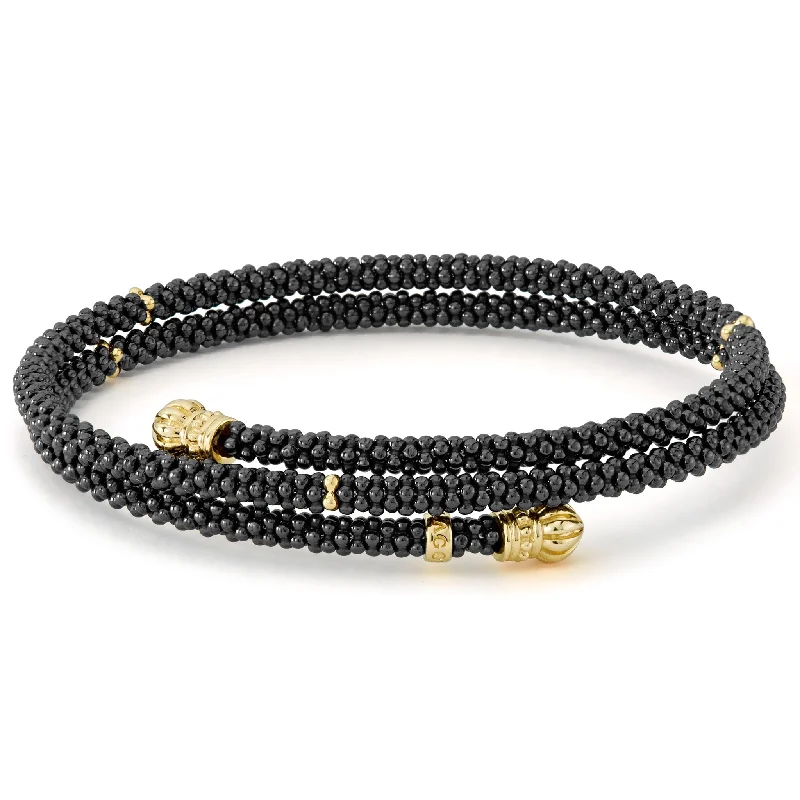 Unmissable Jewelry Clearance – Final Reductions Black Caviar Ceramic Wrap Bracelet | 3mm