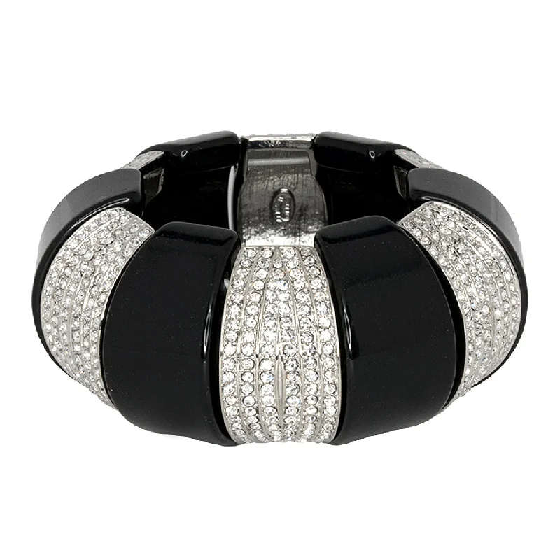 Unique Jewelry Designs Now At Discounted Rates Black & Crystal Bars Dome Bracelet
