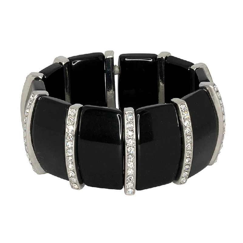 Luxury Jewelry Sale – Sparkle For Less Black & Crystal Stretch Bracelet